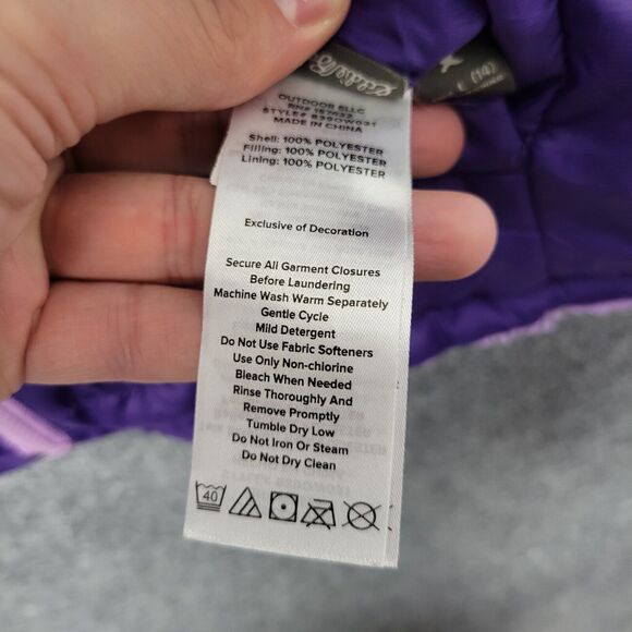 EDDIE BAUER 839OW031 Girls Purple Sherpa Lined Puffer Jacket SIZE LARGE - Picture 14 of 16